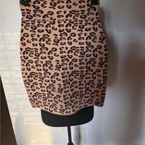 Chic  Leopard Print Pencil Skirt - Pink/Tan